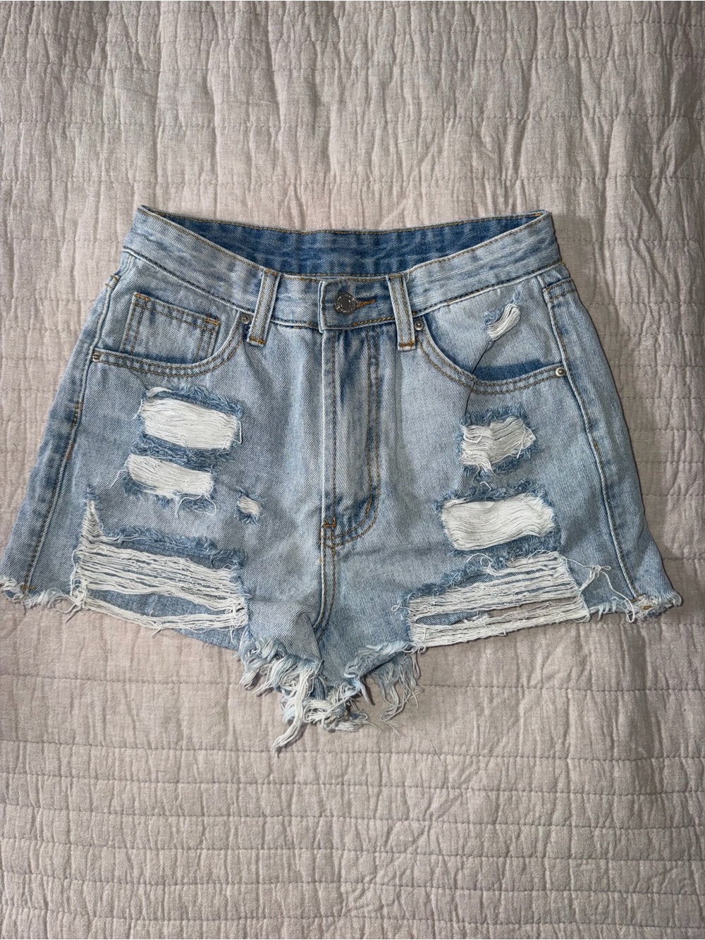Amazon Light Blue Distressed Denim Jean Shorts